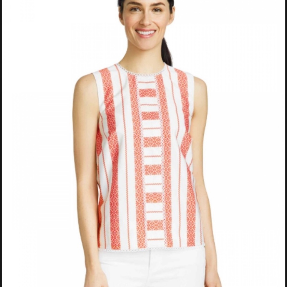 Draper James Orange Lacey Stripe Top size 6